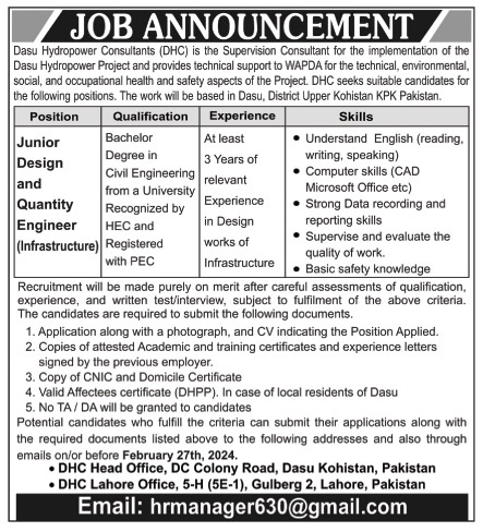 Dasu Hydropower Consultants Jobs