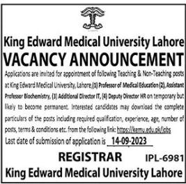 King Edward Medical University Jobs 2024