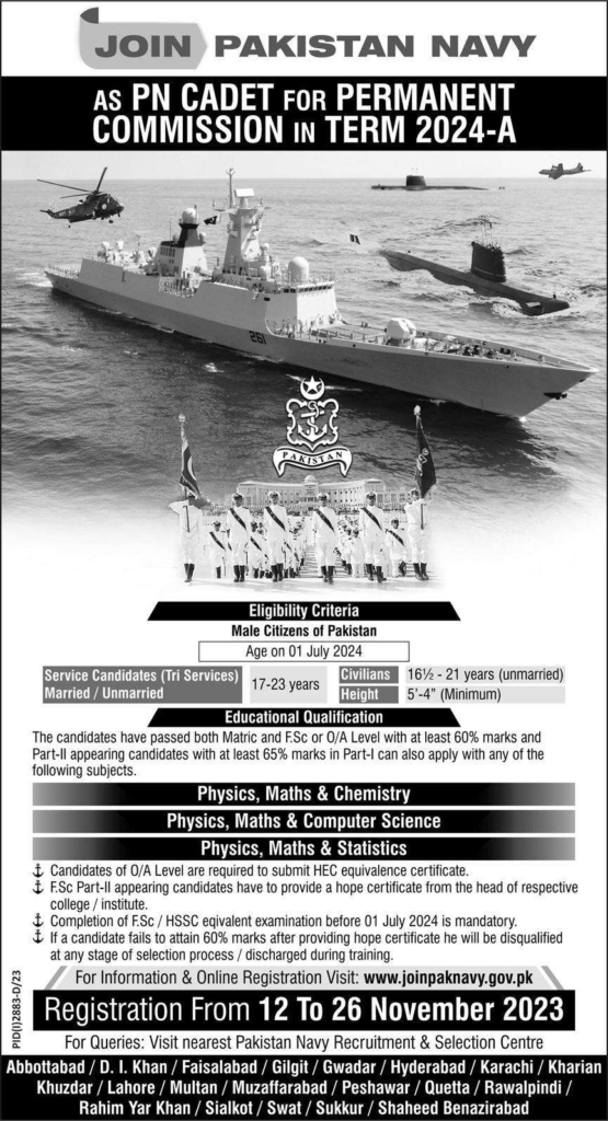join Pak Navy PN Cadet Jobs 2024