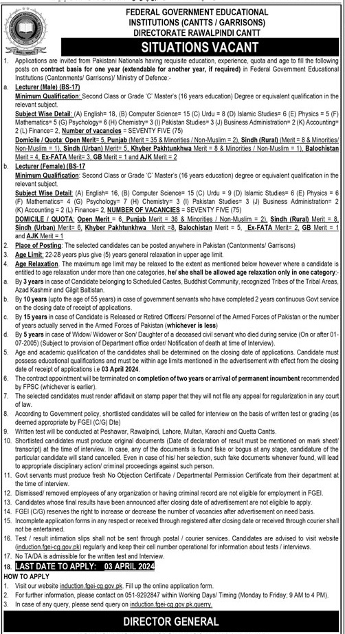  Federal Government Educational Institutions Jobs 2024