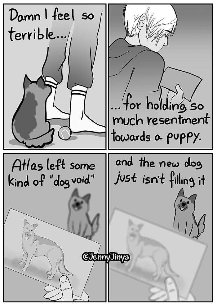 The artist who makes people cry with her comics has released a sequel to 'Little Fish' about the spirit of a dog visiting its owner who has a new puppy.